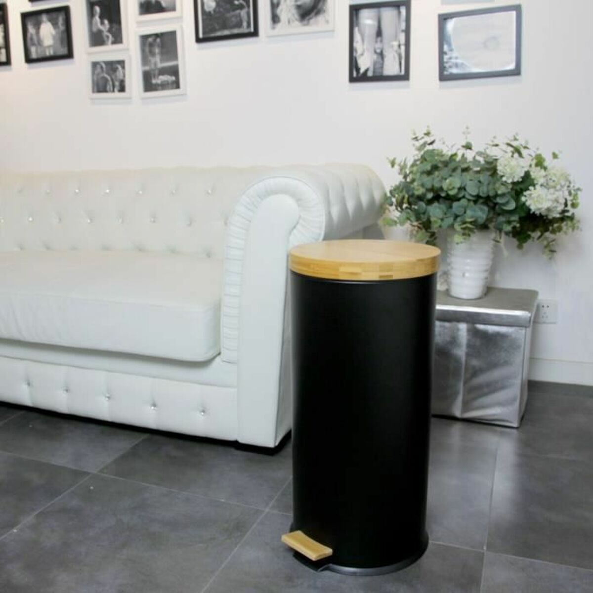 Secchio per la Spazzatura Kitchen Move Nero Nero opaco 30 L